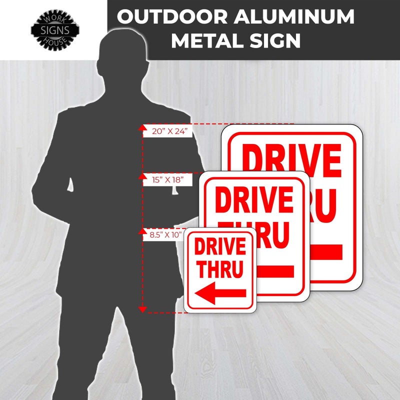 Work House Signs Drive Thru w/Left Arrow Entrance Sign for Drivers Aluminum Composite Gate, Street Signs for Business, Small Business Supplies, Enter Arrow Sign - Outdoor Signs for Home, Office - 8.5" x 10" - Image 3